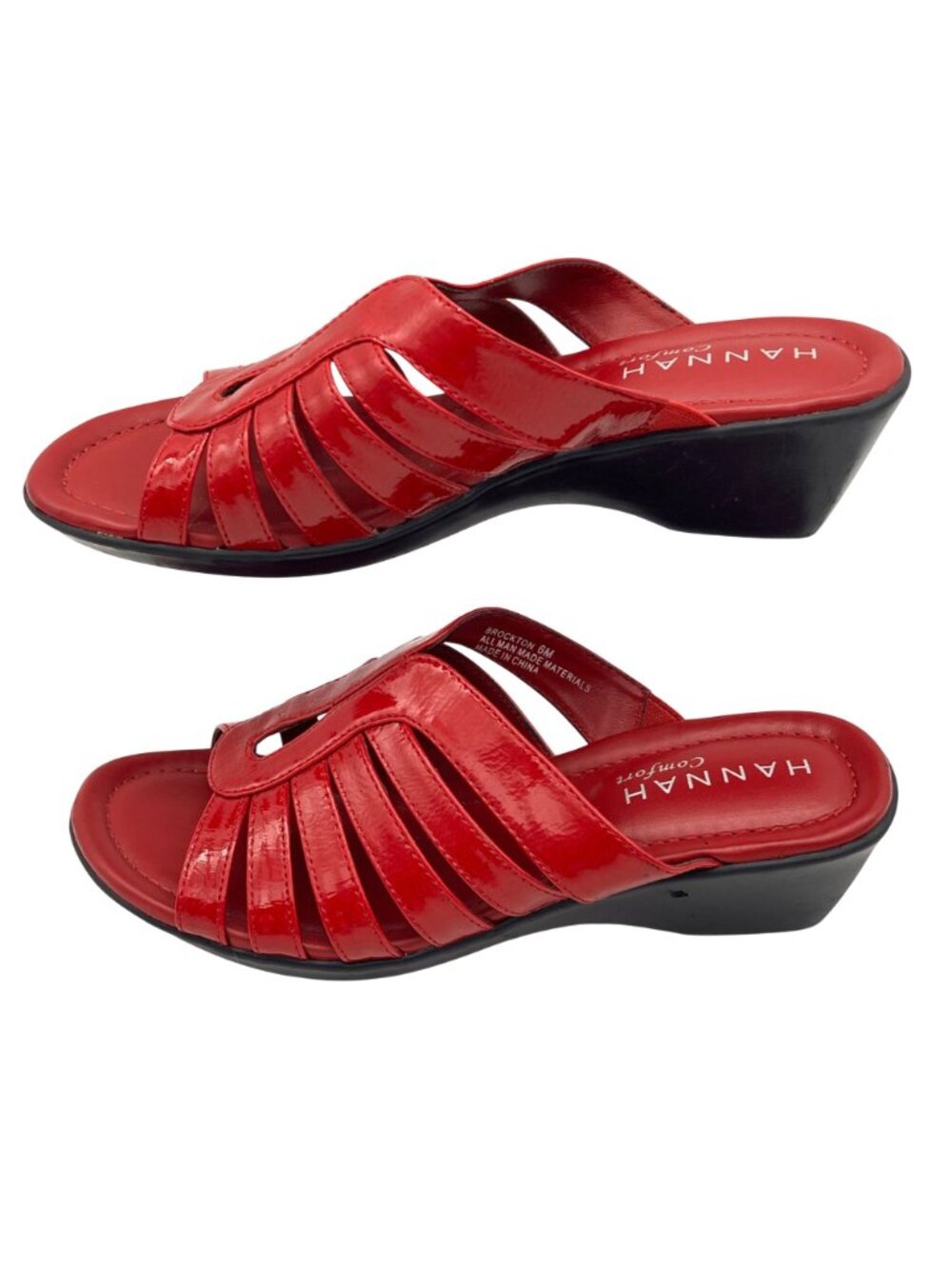Hannah Comfort Red Slip-On Sandals With Cutout Strap Design Womens Shoes Size 6M - Picture 3 of 12